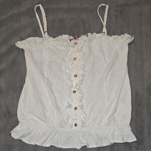 Juicy Couture White Ruffled Tank Top Size Large